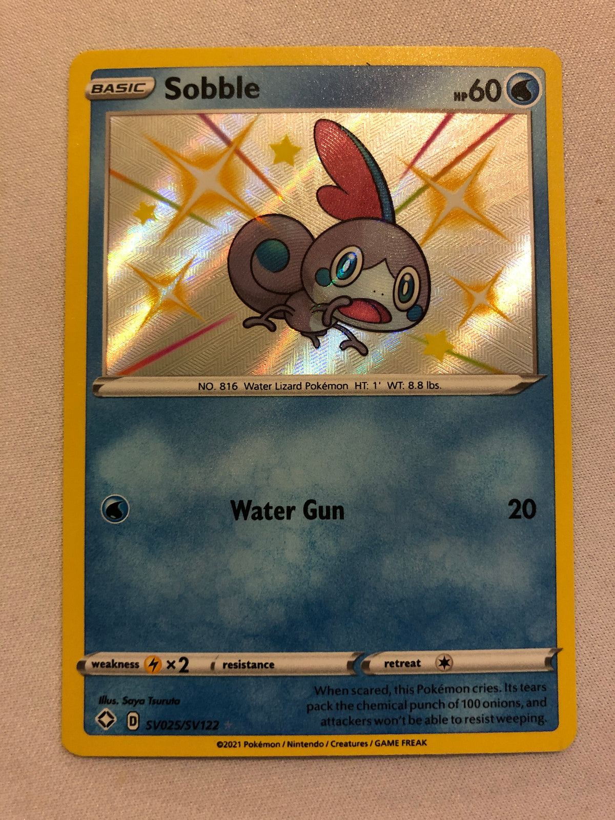 shiny sobble pokemon card Sobble SV025/SV122 Shining Fates Shiny Holo Rare Pokemon Card Near Min