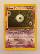 Unown P 58/105  Uncommon 1st Edition Neo Destiny Pokemon Card Near Mint