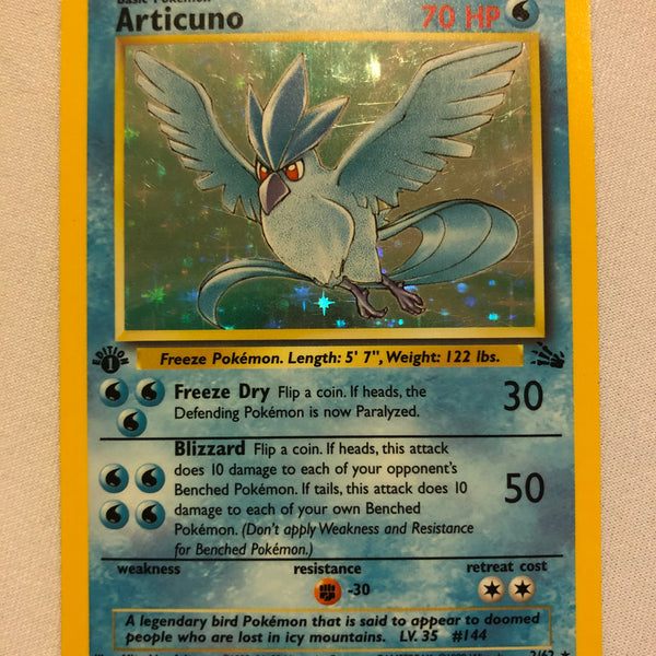 articuno pokemon card 1st edition Articuno 2/62 Holo Rare Fossil Set 1st Edition Pokemon Card Near Mint