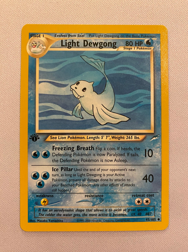 Light Dewgong 45/105 1st Edition Pokemon Card Near Mint Light Dewgong 45/105 1st Edition Pokemon Card Near Mint