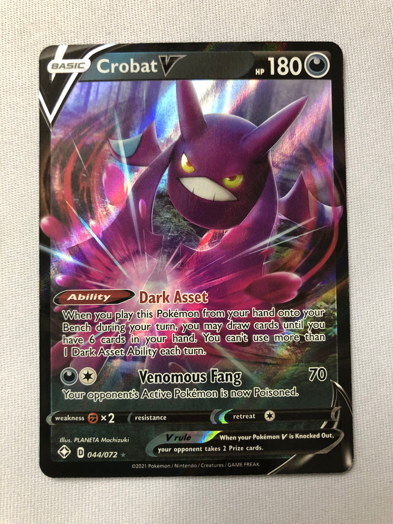 Crobat V 044/072 Shining Fates Holo Ultra Rare Pokemon Card Near Mint