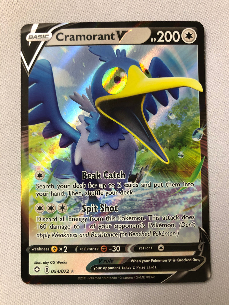 Cramorant V 054/072 Shining Fates Holo Rare Pokemon Card Near Mint