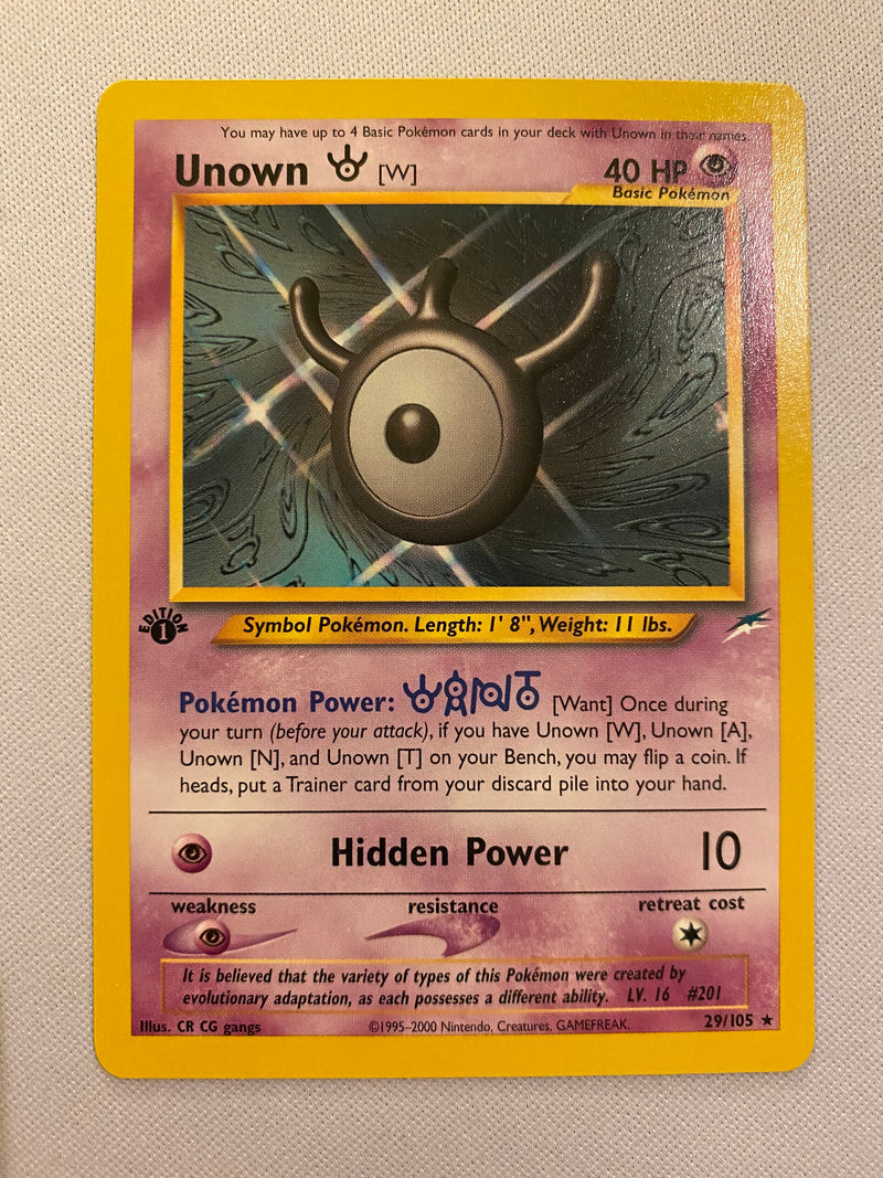 Unown W 29/105 Pokemon 1st Edition Neo Destiny Rare Pokemon Card Near Unown W 29/105 Pokemon 1st Edition Neo Destiny Rare Pokemon Card Near