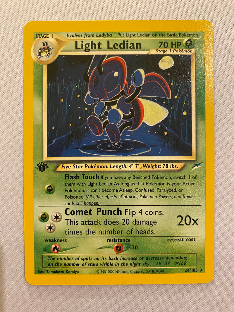 Light Ledian  24/105 Rare 1st Edition  Neo Destiny Pokemon Card  Near Mint