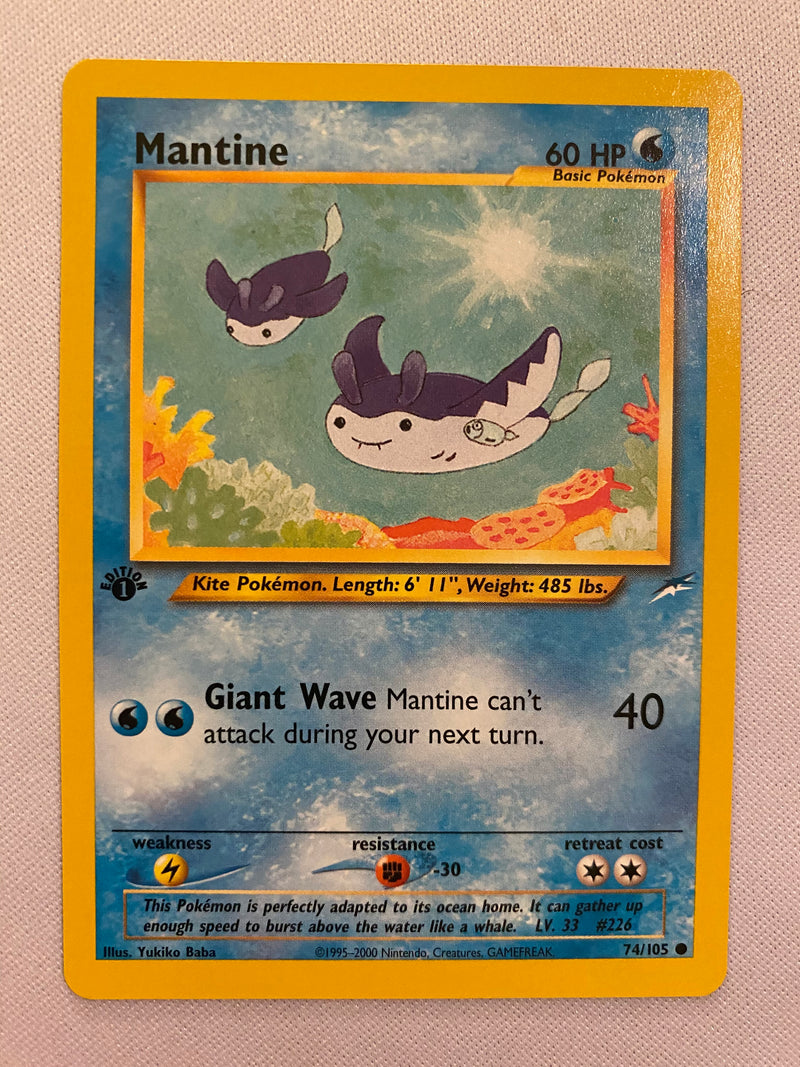 Mantine 74/105 1st Edition Pokemon Card  Neo Destiny Near Mint