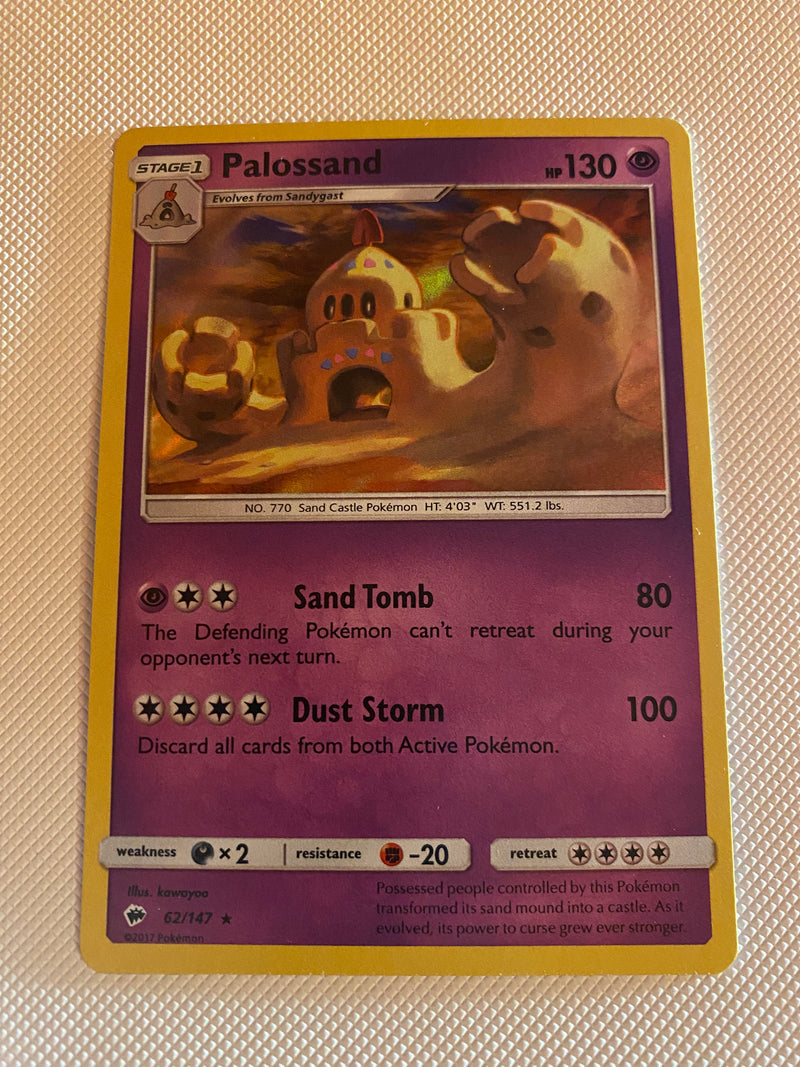 Palossand 62/147 Reverse Holo Pokemon Card S&M Burning Shadows NM Palossand 62/147 Reverse Holo Pokemon Card S&M Burning Shadows NM