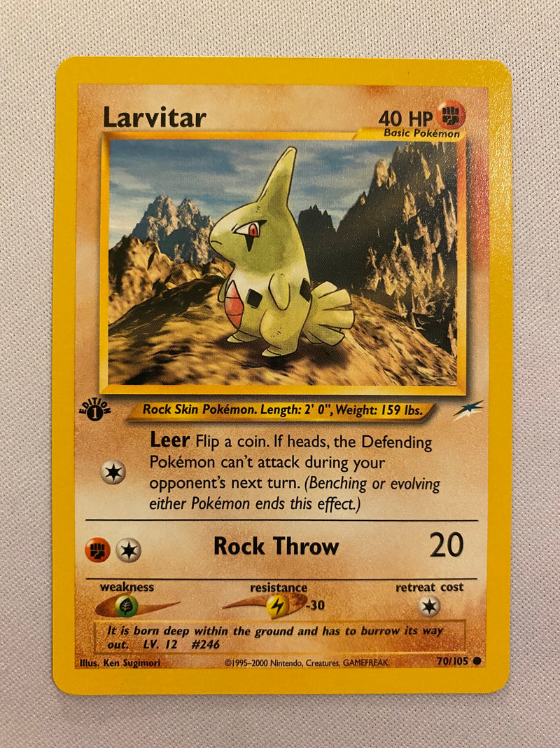 Larvitar 70/105 Neo Destiny 1st Edition Pokemon Card  Near Mint