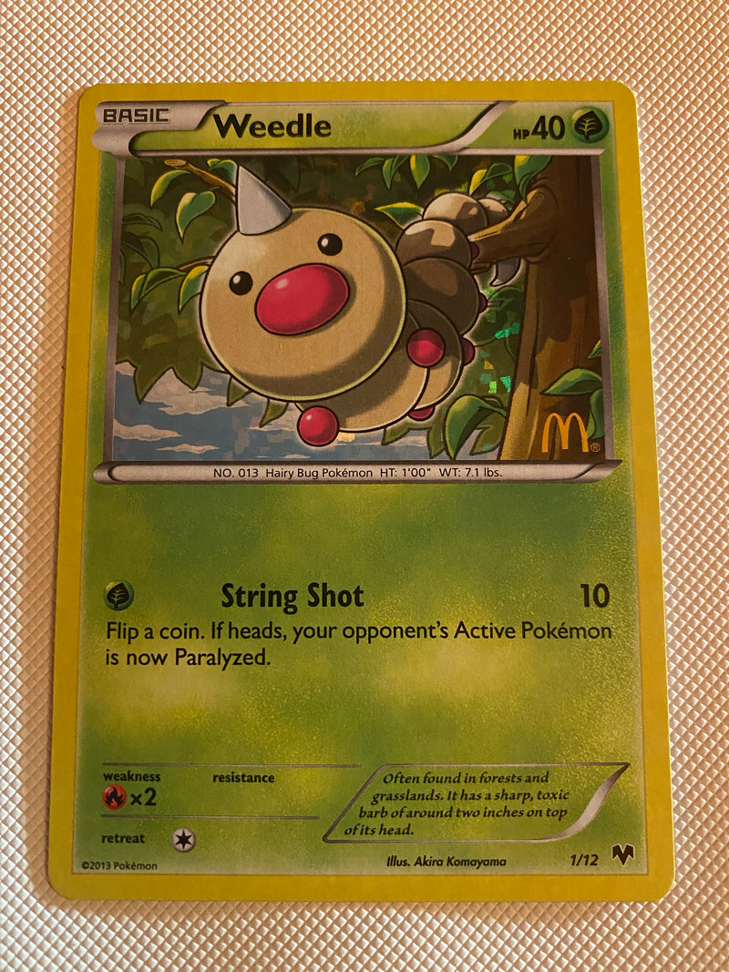 Weedle 1/12 Holo Mcdonalds Promo Pokemon Card Naer Mint Weedle 1/12 Holo Mcdonalds Promo Pokemon Card Naer Mint