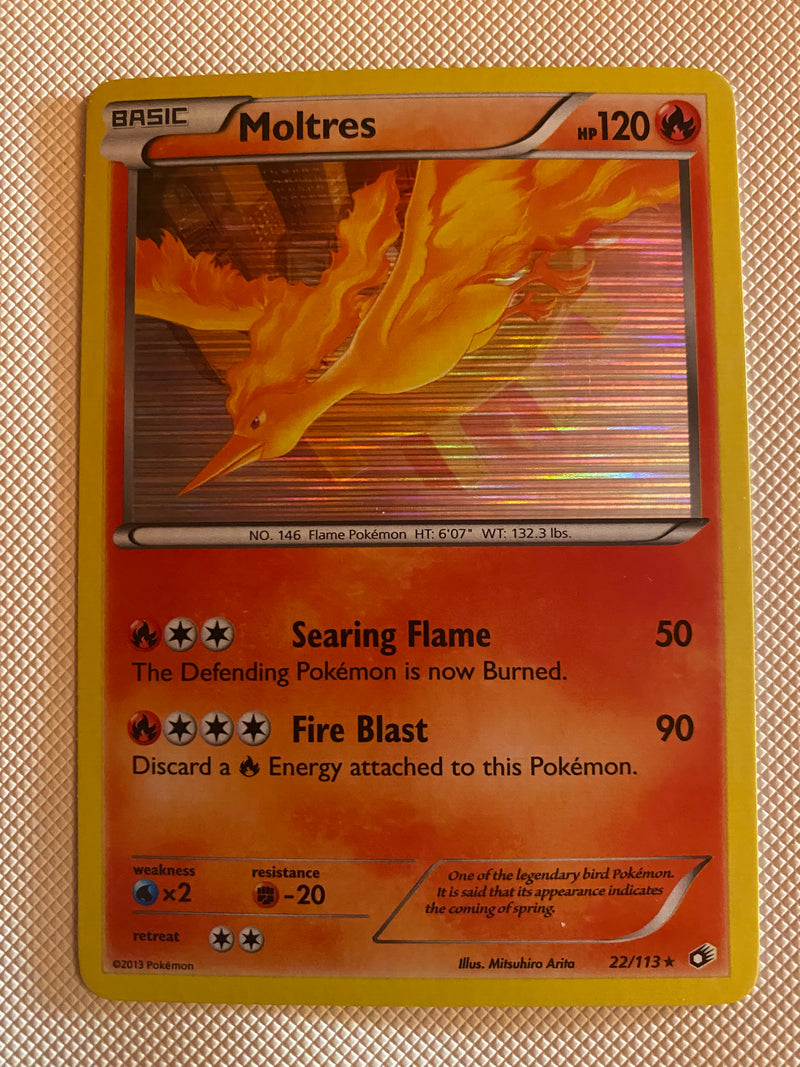 Moltres  22/113 Holo Rare Legendary Treasures Pokemon Card Near Mint