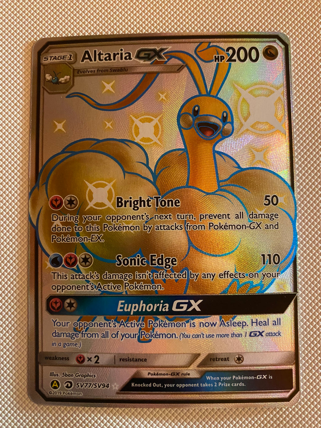 Altaria GX Dragons Majesty SV77/SV94 Pokemon Card Naer Mint Altaria GX Dragons Majesty SV77/SV94 Pokemon Card Naer Mint