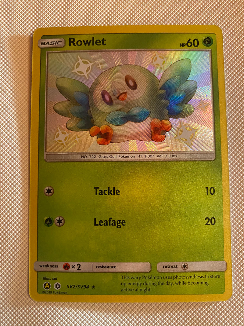 Rowlet  SV2/SV94 Shiny Rare Pokemon Card Hidden Fates Shiny Vault Naer Mint