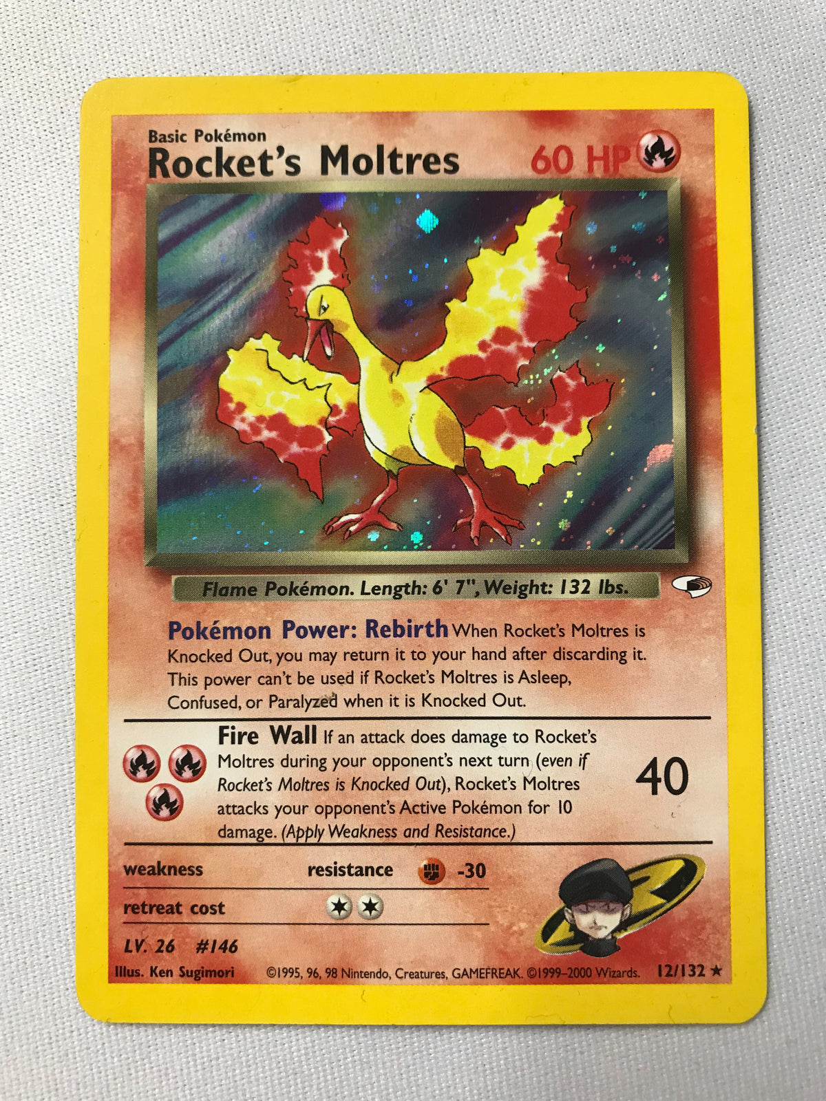 Rocket's Moltres 12/132 Holo Rare Gym Heroes Pokemon Card Near Mint Rocket's Moltres 12/132 Holo Rare Gym Heroes Pokemon Card Near Mint