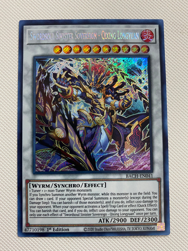 Yugioh Swordsoul Sinister Sovereign Qixing Longyuan BACH-EN041 Secret Rare 1st Edition NM
