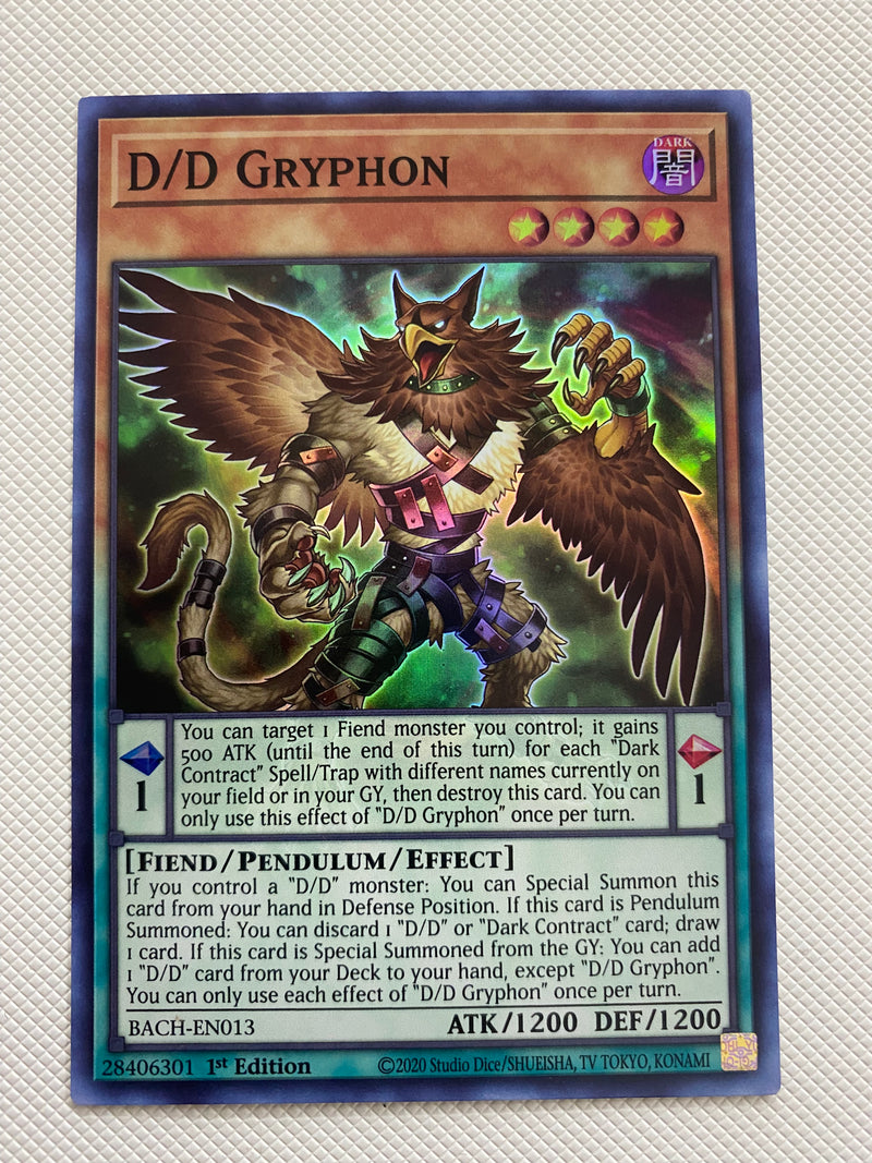 Yugioh D/D Gryphon BACH-EN013 1st Edition Super Rare Naer Mint