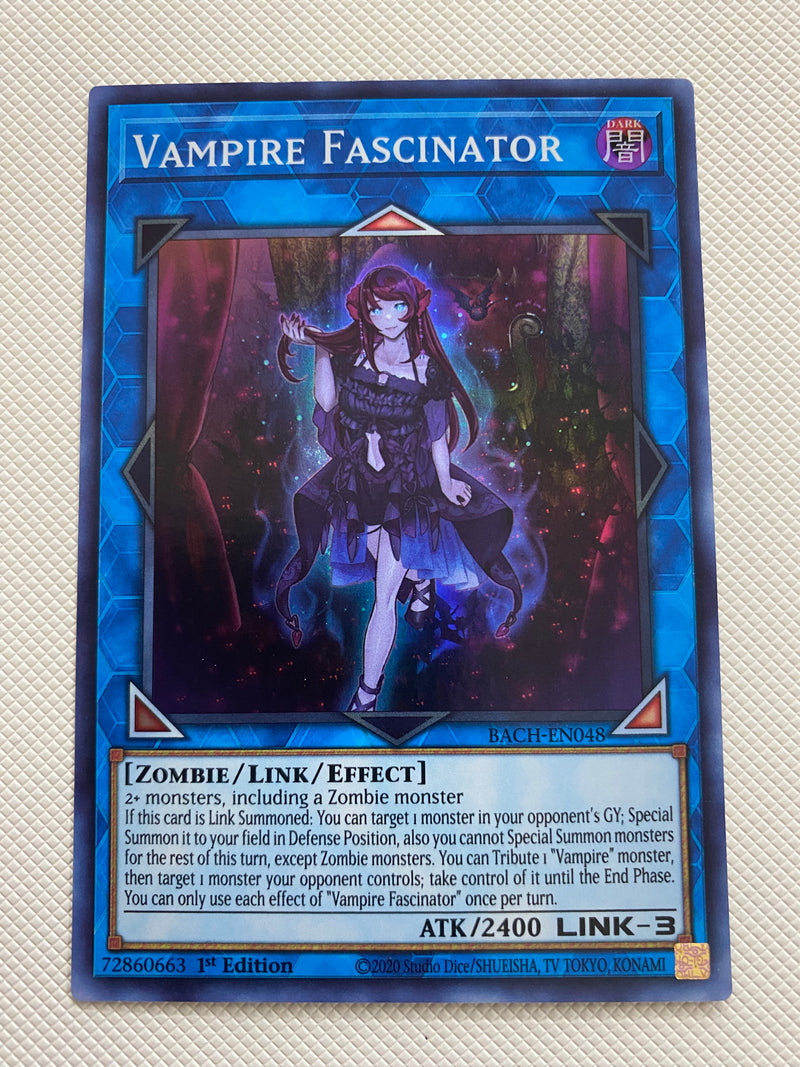 Yugioh Vampire Fascinator BACH-EN048  Super Rare 1st Edition Near Mint