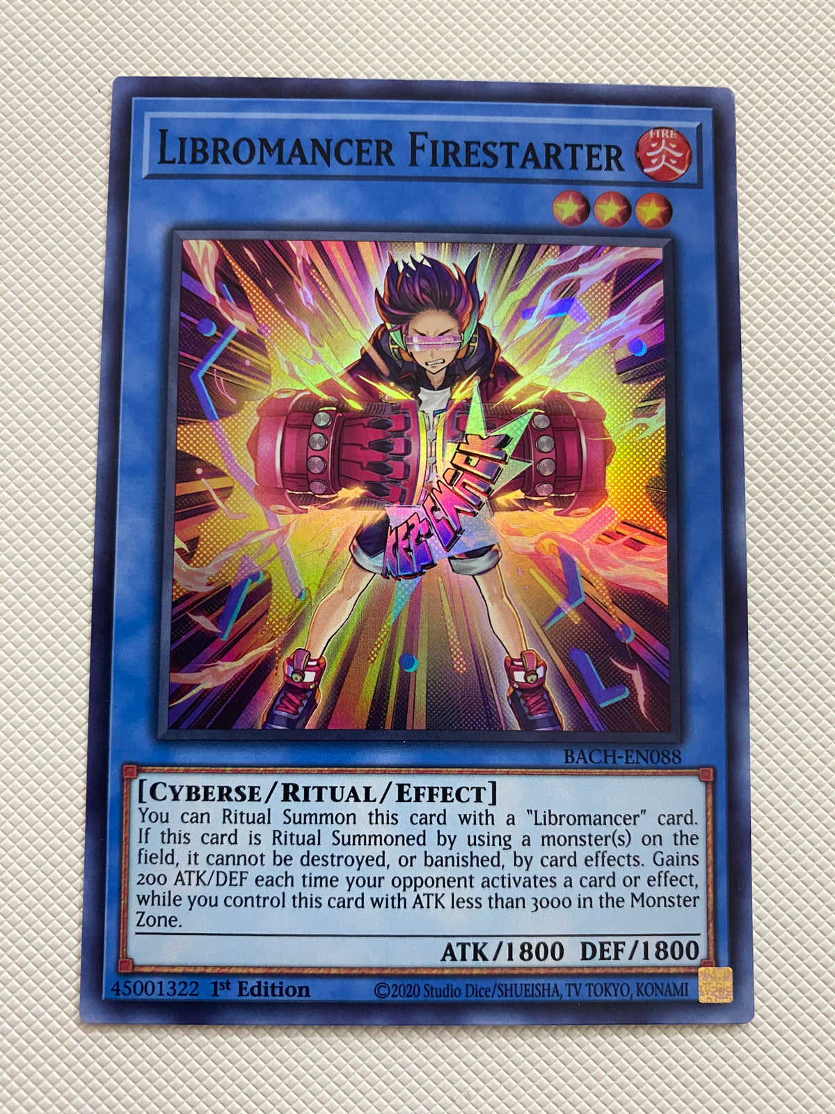 Yugioh Libromancer Firestarter BACH-EN088 Super Rare 1st Edition Near