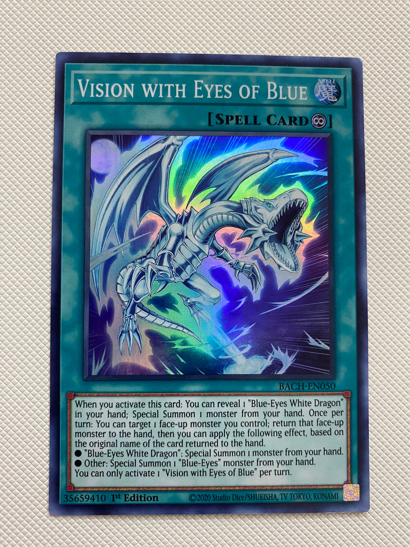 Yugioh Vision with Eyes of Blue BACH-EN050 Super Rare 1st Edition Near Mint