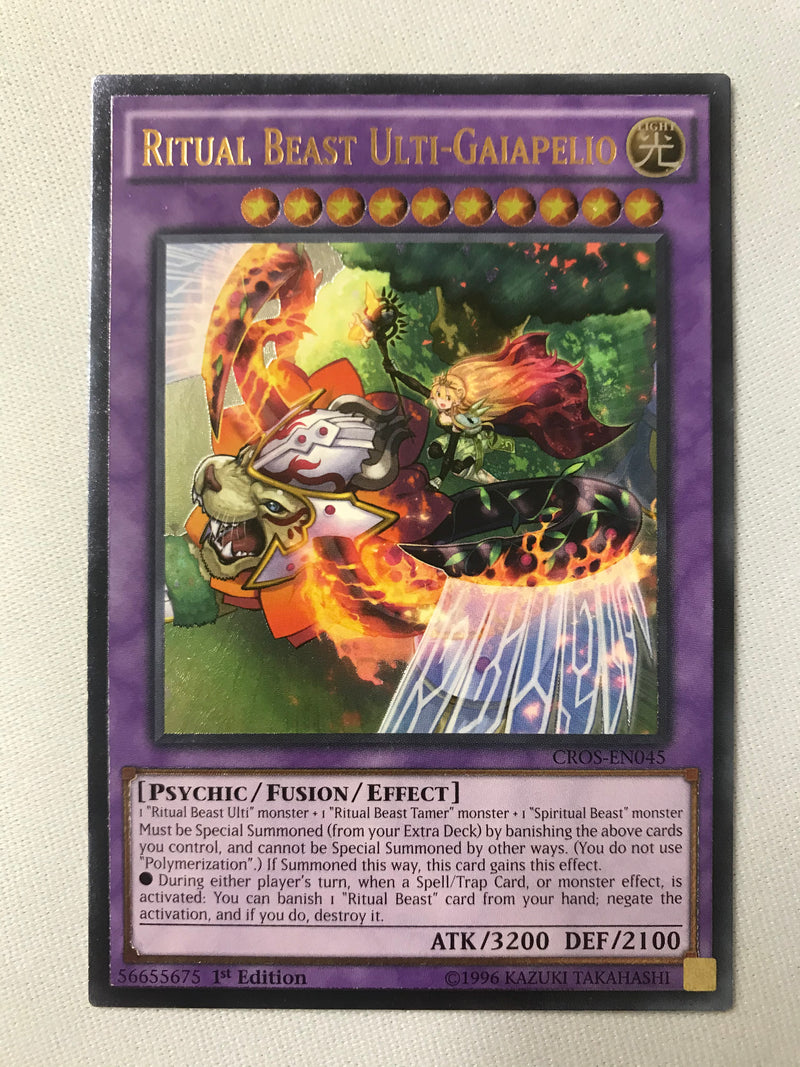 Yugioh Ritual Beast Ulti-Gaiapelio CROS-EN045 Ultimate Rare 1st Edition Near Mint
