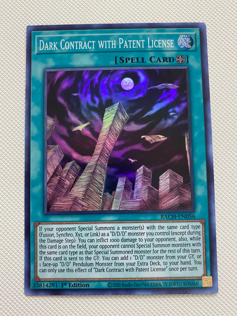Yugioh Dark Contract with Patent License BACH-EN056 Super Rare 1st Ed NM