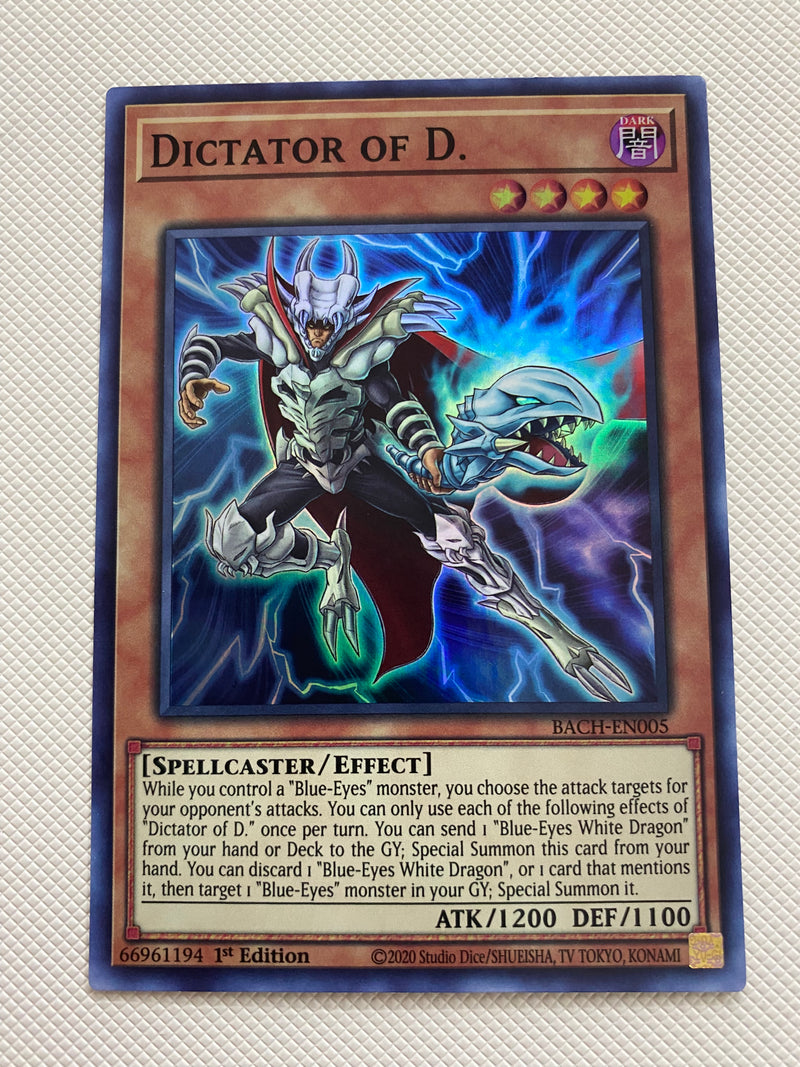 Yugioh Dictator of D.  BACH-EN005 1st Edition  Super Rare Near Mint