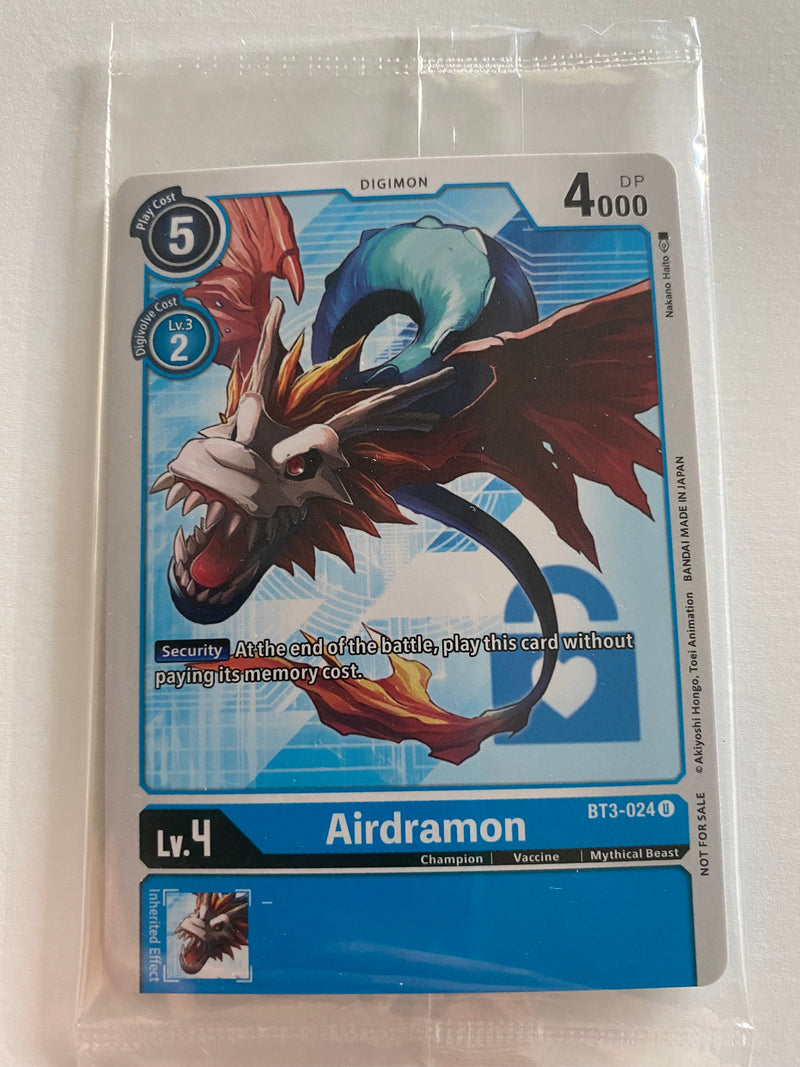 Digimon TCG Airdramon BT3-024  Uncommon Sealed Box Topper Naer Mint