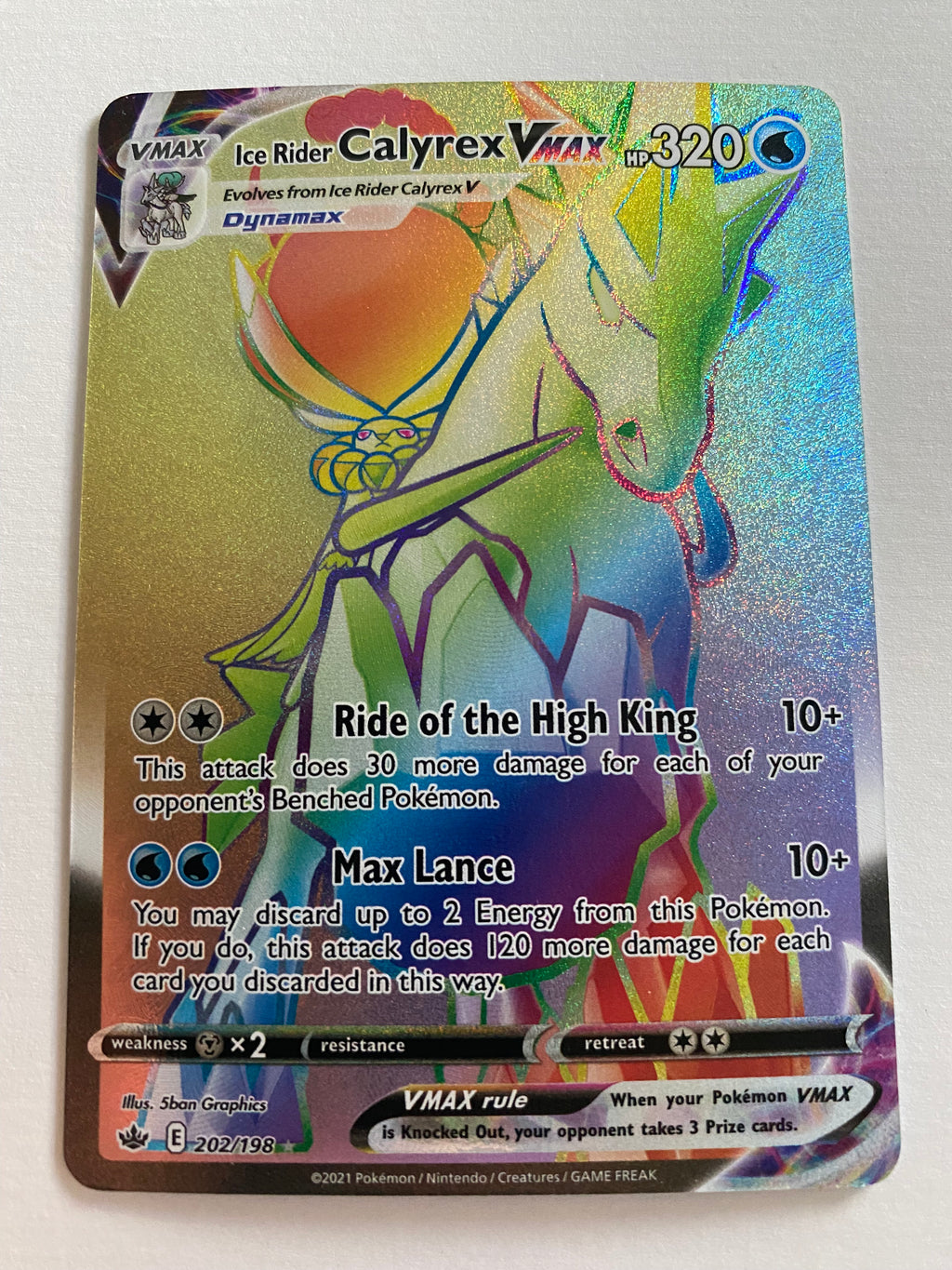 Ice Rider Calyrex VMax 202/198 Secret Rare Chilling Reign Pokemon Card Ice Rider Calyrex VMax 202/198 Secret Rare Chilling Reign Pokemon Card