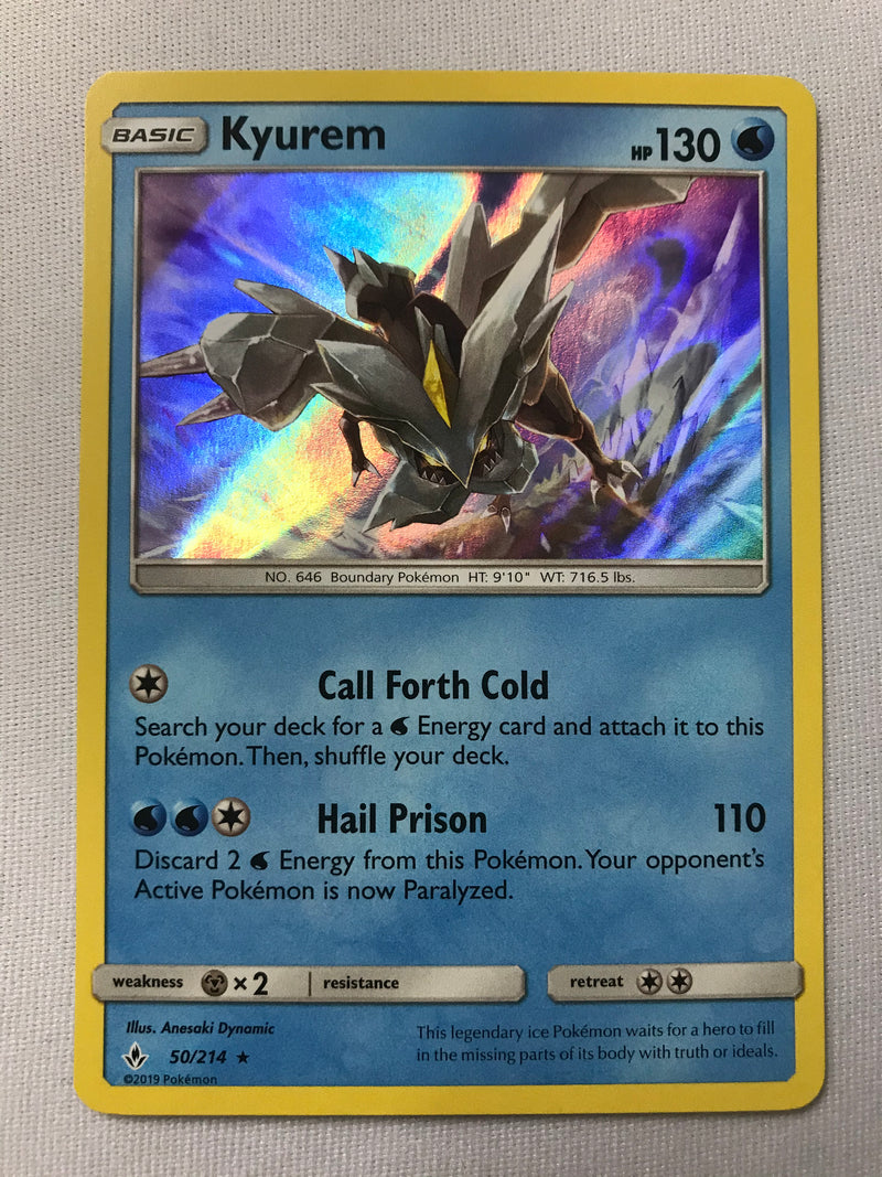 Kyurem 50/214 Holo Rare Unbroken Bonds Pokemon Card Near Mint