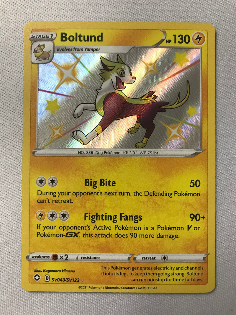 Boltund SV040/SV122 Shining Fates Holo Rare Pokemon Card Near Mint