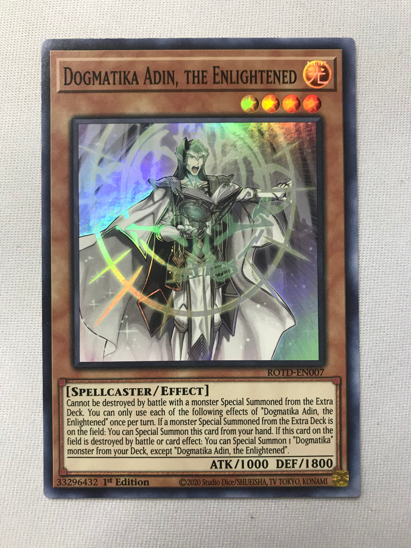 Yugioh Dogmatika Adin, the Enlightened ROTD-EN007 Super Rare 1st Edition Near Mint