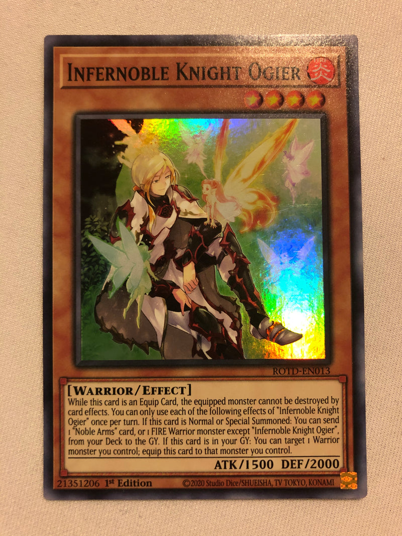 Yugioh Infernoble Knight Ogier ROTD-EN013 Super Rare 1st Edition Near Mint