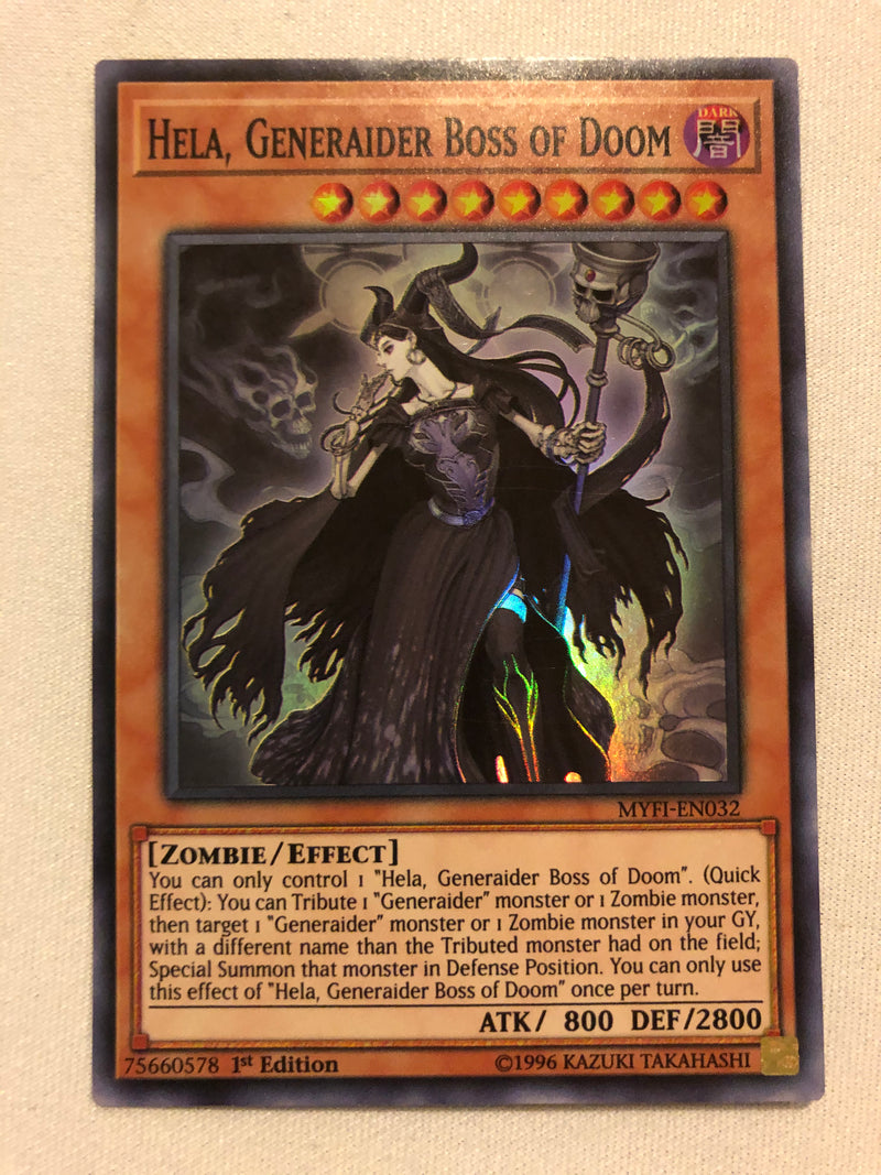 Yugioh Hela, Generaider Boss of Doom MYFI-EN032 Super Rare 1st Edition Near Mint