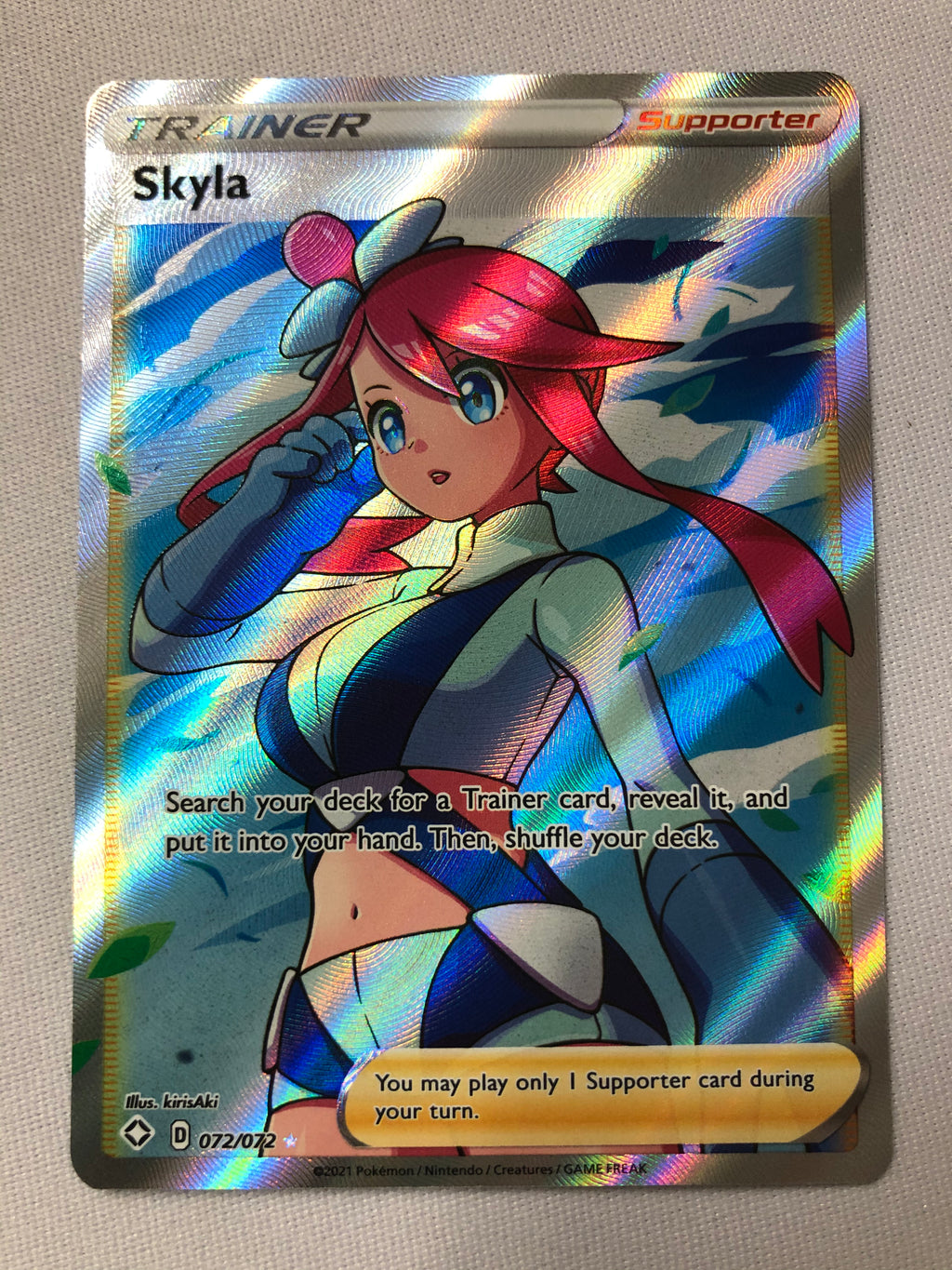 Skyla 072/072 Shining Fates Full Art Trainer Ultra Rare Holo Pokemon C Skyla 072/072 Shining Fates Full Art Trainer Ultra Rare Holo Pokemon C