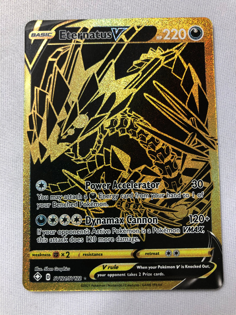 Eternatus V SV121/SV122 Shining Fates Gold Holo Rare Pokemon Card Near Mint