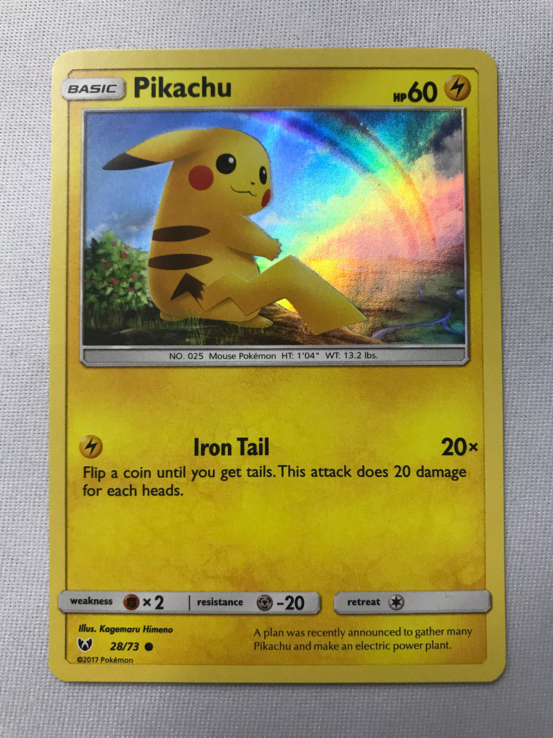 Pikachu 28/73 SM Shining Legends Raichu Collection Holo Pokemon Card Near Mint