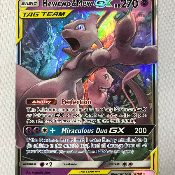 Mewtwo & Mew GX 71/236 Holo Rare Unified Minds Pokemon Card Near Mint