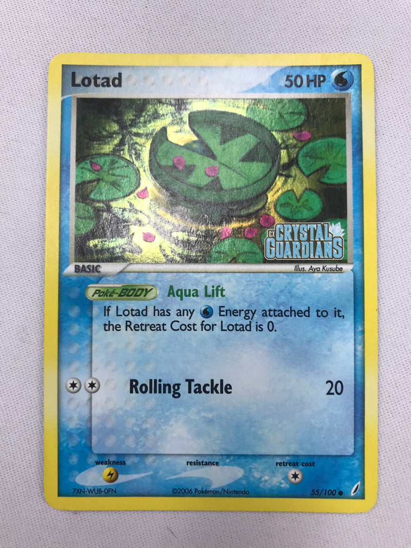 Lotad 55/100 Common Reverse Holo Ex Crystal Guardians Pokemon Card Near Mint