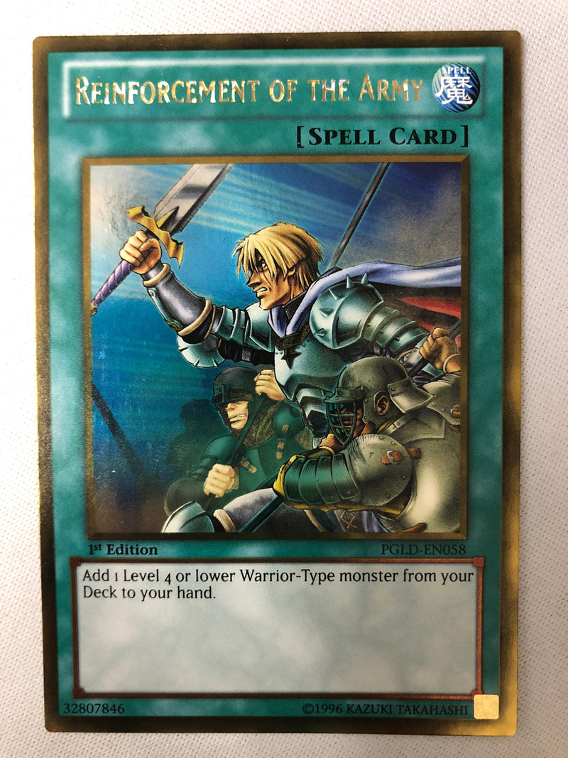 Yugioh Reinforcement of The Army PGLD-EN058 Gold Rare 1st Edition NM