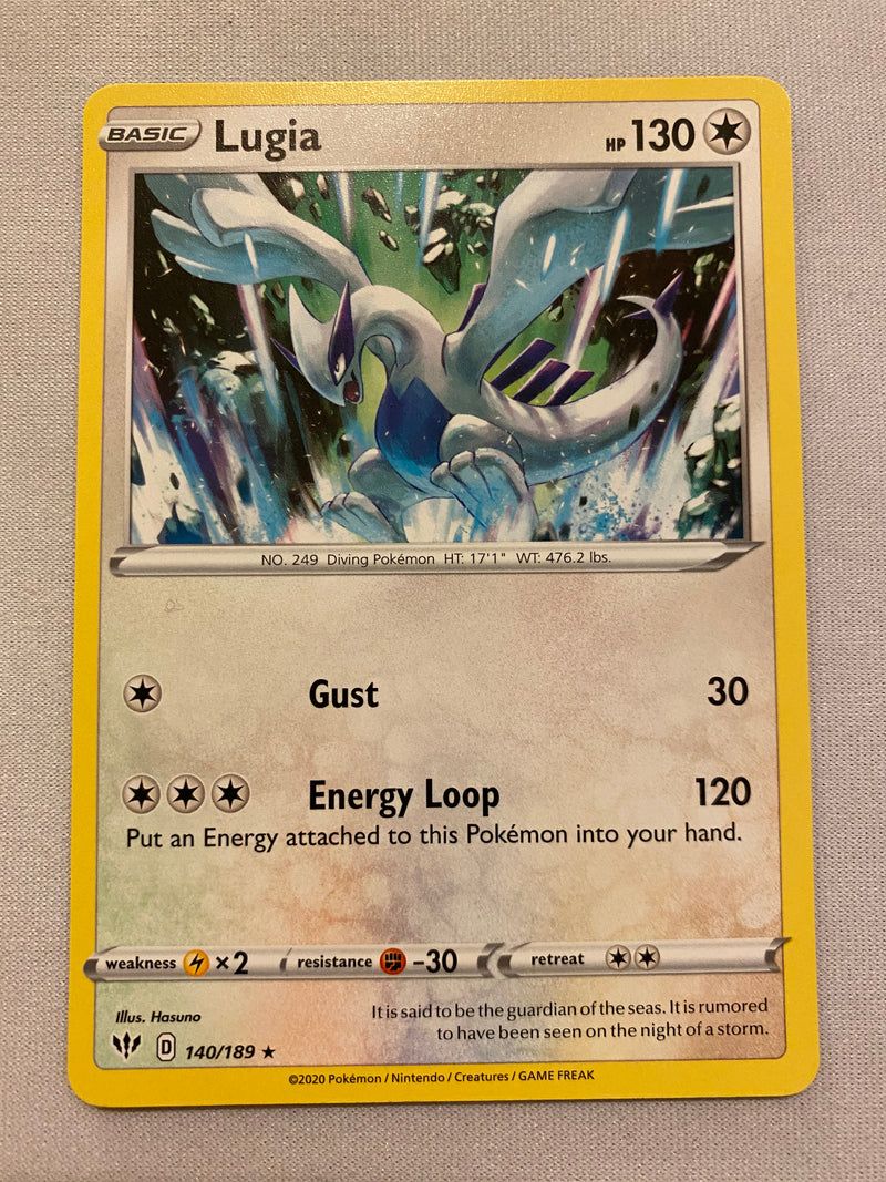 Darkness Ablaze Lugia 140/189 Non-Holo Rare Pokemon Card Near Mint Darkness Ablaze Lugia 140/189 Non-Holo Rare Pokemon Card Near Mint