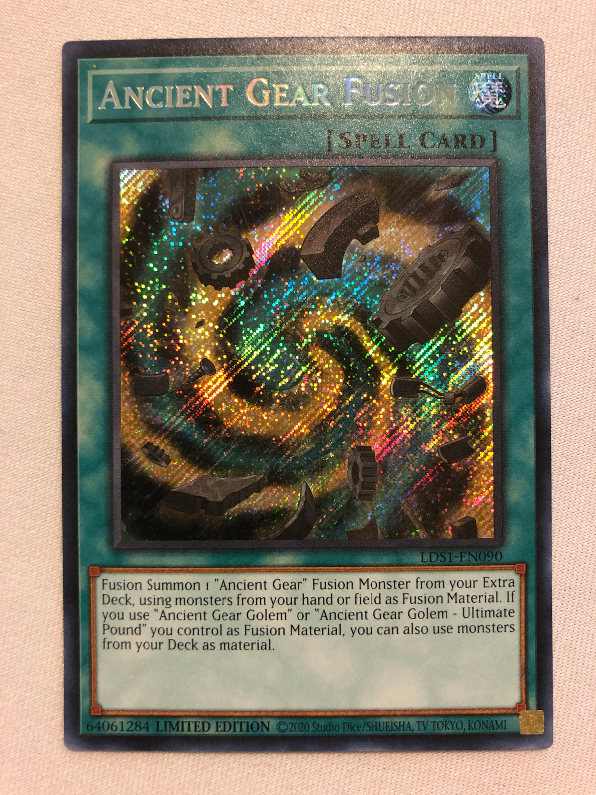 Yugioh Ancient Gear Fusion LDS1-EN090 Limited Edition Secret Rare Near