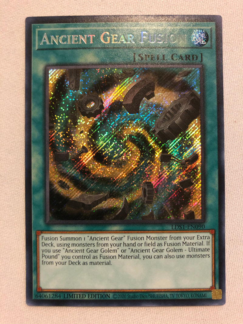 Yugioh Ancient Gear Fusion LDS1-EN090 Limited Edition Secret Rare Near Mint