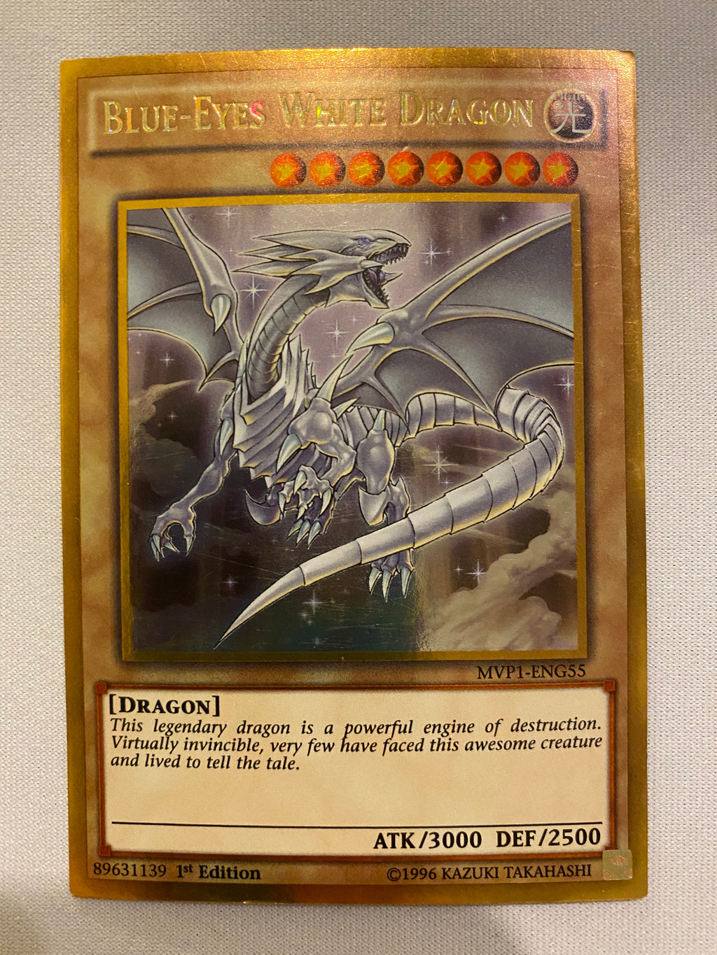 Yugioh Blue Eyes White Dragon MVP1-ENG55 1st Edition Gold Rare NM