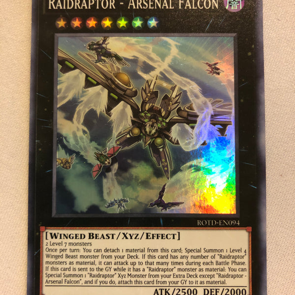 Yugioh Raidraptor - Arsenal Falcon ROTD-EN094 Super Rare 1st Edition N