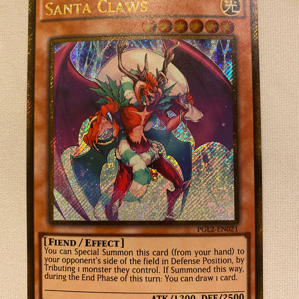 Yugioh Santa Claws PGL2-EN021 Gold Secret Rare 1st Edition Near Mint