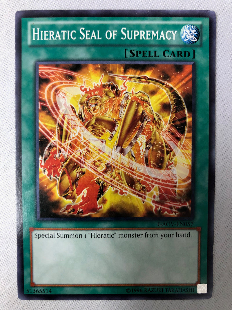 Yugioh Hieratic Seal Of Supremacy GAOV-EN057 Common Unlimited Near Mint