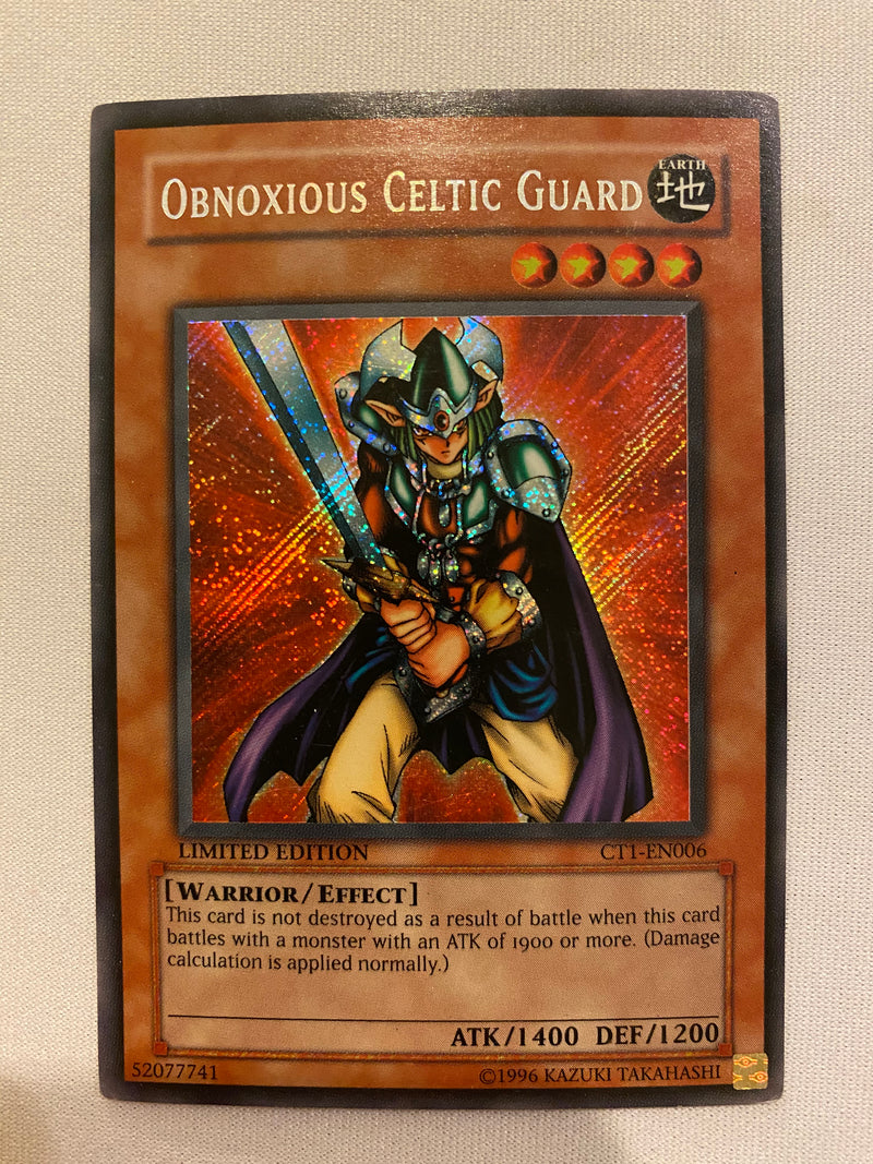 Yugioh Obnoxious Celtic Guard  CT1-EN006  Limited Edition  Secret Rare  NM
