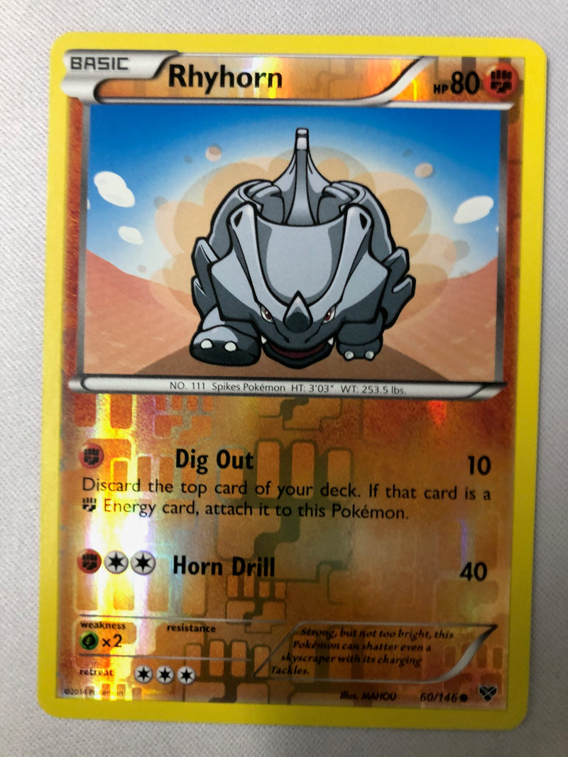Rhyhorn 60/146 XY Common Reverse Holo Pokemon Card NM