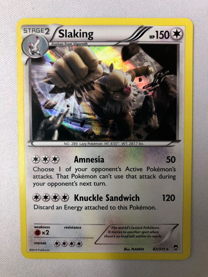 Slaking 83/111 XY Furious Fists Holo Rare Pokemon Card NM