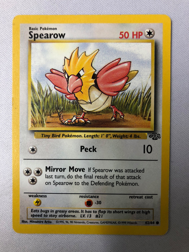 Spearow 62/64 Common Unlimited Pokemon Card Near Mint