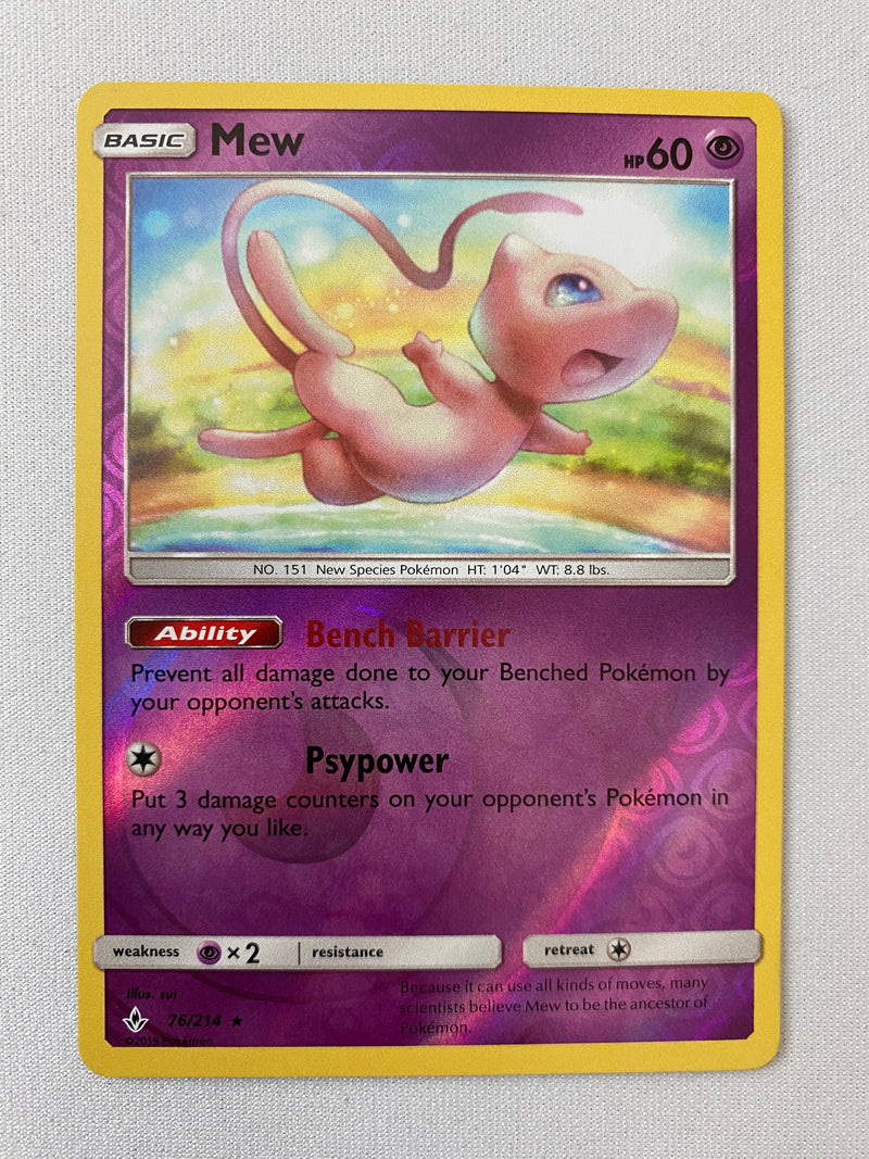 Mew 76/214 Reverse Holo Rare Pokemon Card Near Mint
