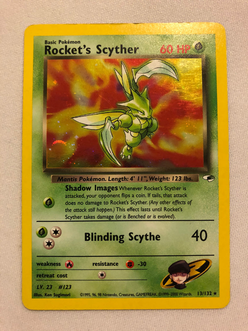 Rocket's Scyther 13/132 Holo Rare Gym Heroes Pokemon Card Near Mint/Excellent